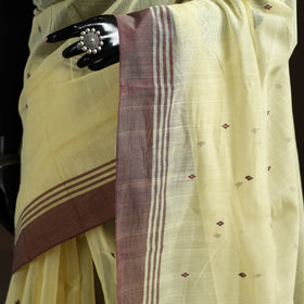 Yellow - Pure Handloom Cotton Thread Buti Chanderi Saree 13