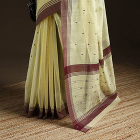 Yellow - Pure Handloom Cotton Thread Buti Chanderi Saree 13