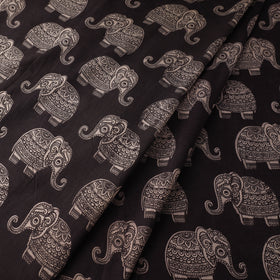 Black - Printed Cotton Kalamkari Fabric 30