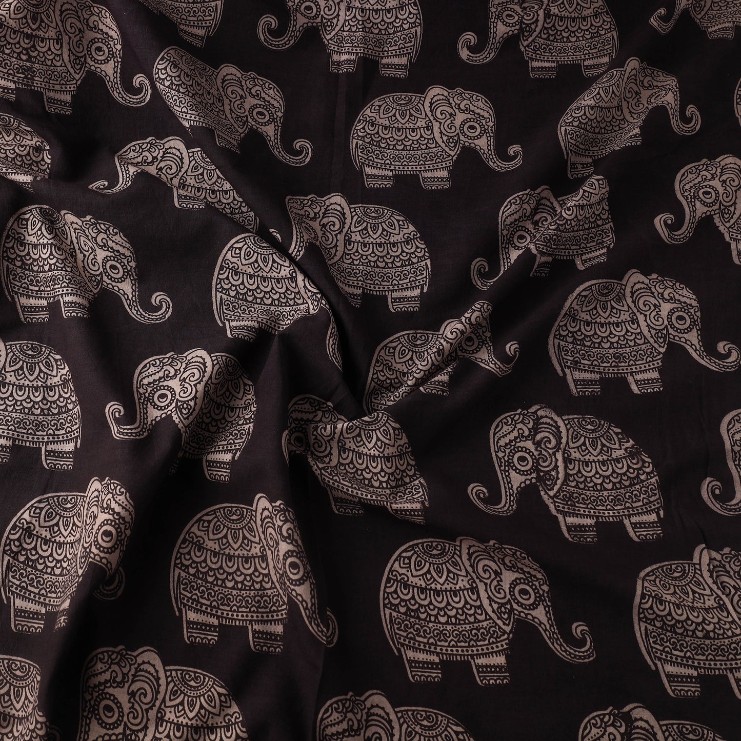 Black - Printed Cotton Kalamkari Fabric 30