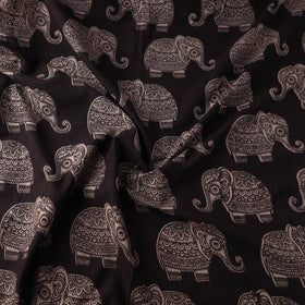 Black - Printed Cotton Kalamkari Fabric 30