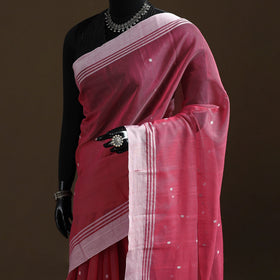 Pink - Pure Handloom Cotton Thread Buti Chanderi Saree 15