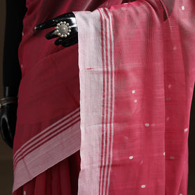 Pink - Pure Handloom Cotton Thread Buti Chanderi Saree 15