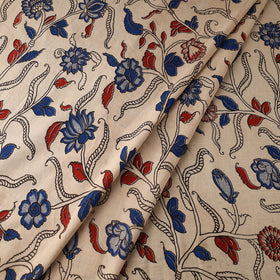 Beige Printed Cotton Kalamkari Fabric