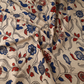 Beige Printed Cotton Kalamkari Fabric