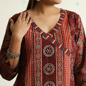 Buy Limited Stock! Ajrakh Block Printed Cotton Straight Kurta Online at iTokri.com