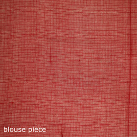 Red - Nazaakat Kota Doria Cotton Plain Saree with Blouse & Jewellery Set 141