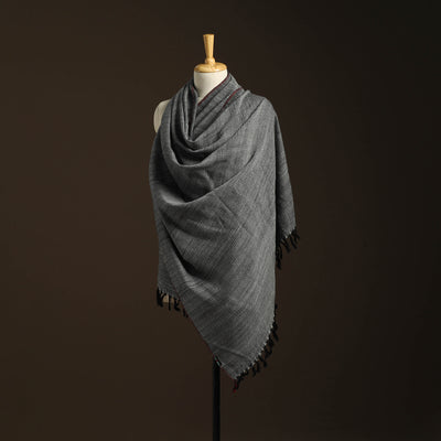 Grey - kumaun handwoven merino wool shawl for women 34