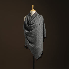 Grey - kumaun handwoven merino wool shawl for women 34