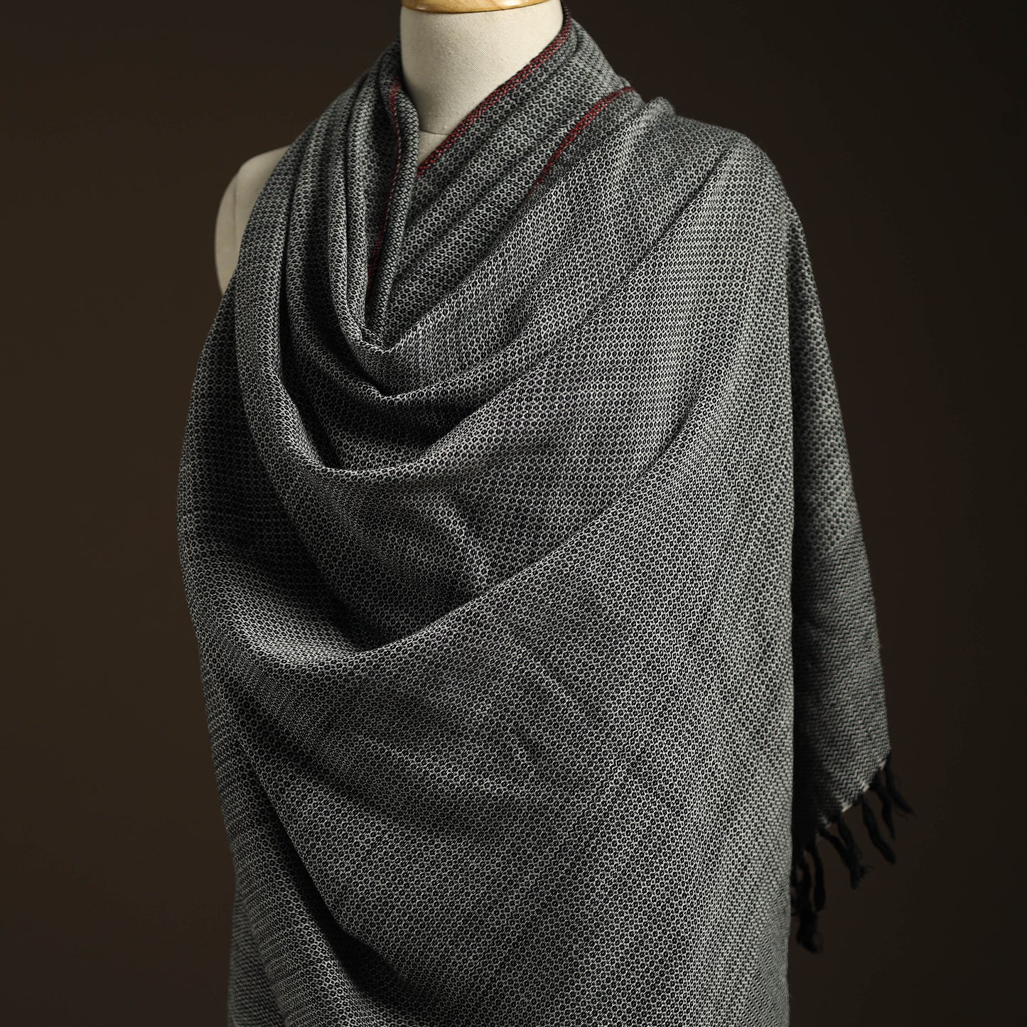 Grey - kumaun handwoven merino wool shawl for women 34