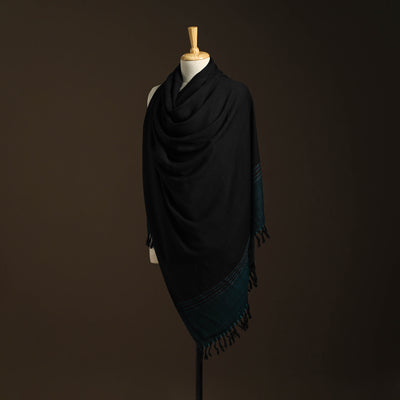 Black - kumaun handwoven merino wool shawl for women 35