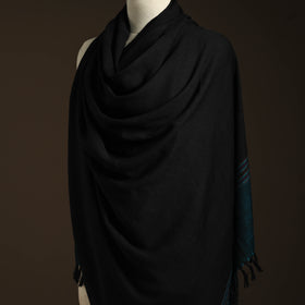 Black - kumaun handwoven merino wool shawl for women 35