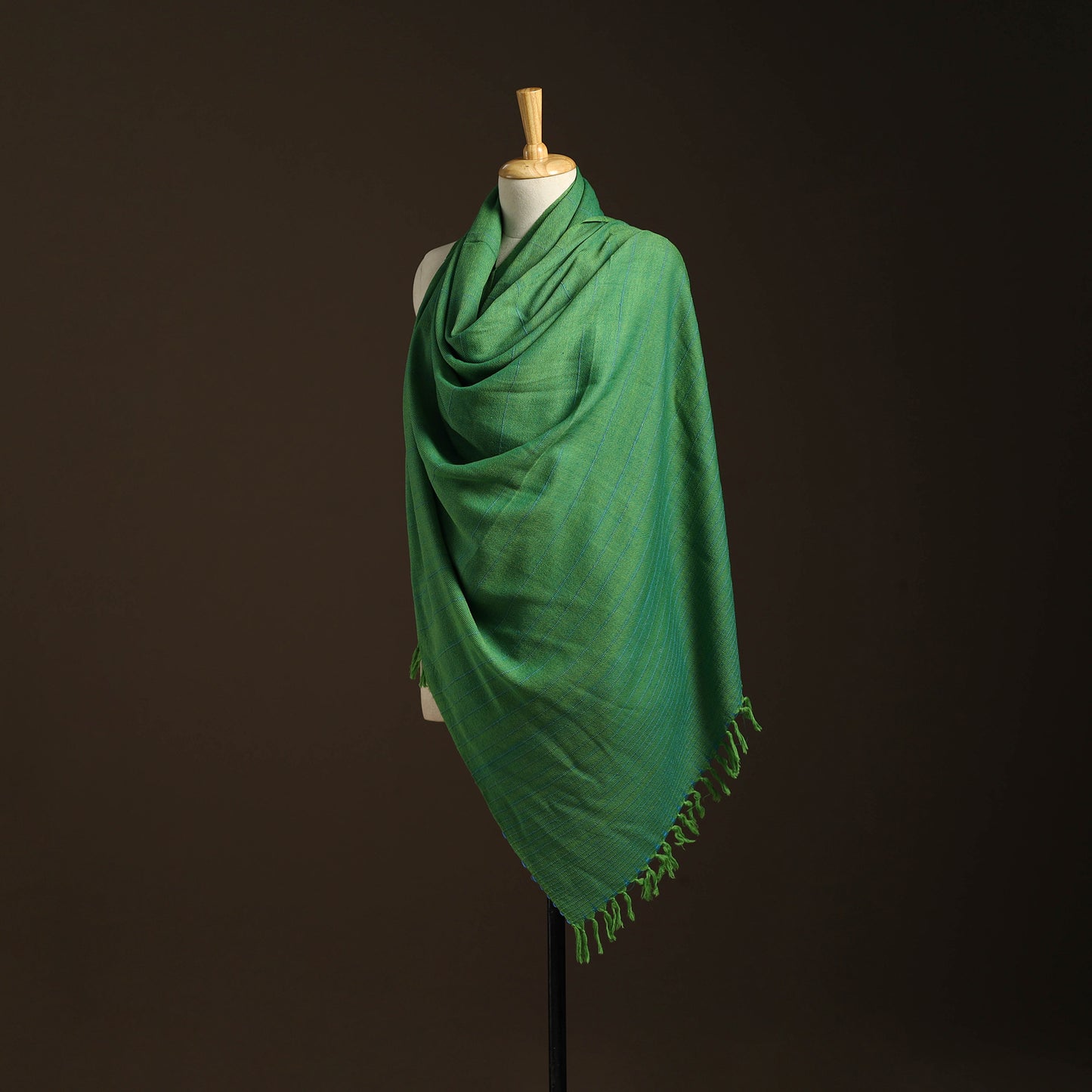 Green - kumaun handwoven merino wool shawl for women 38