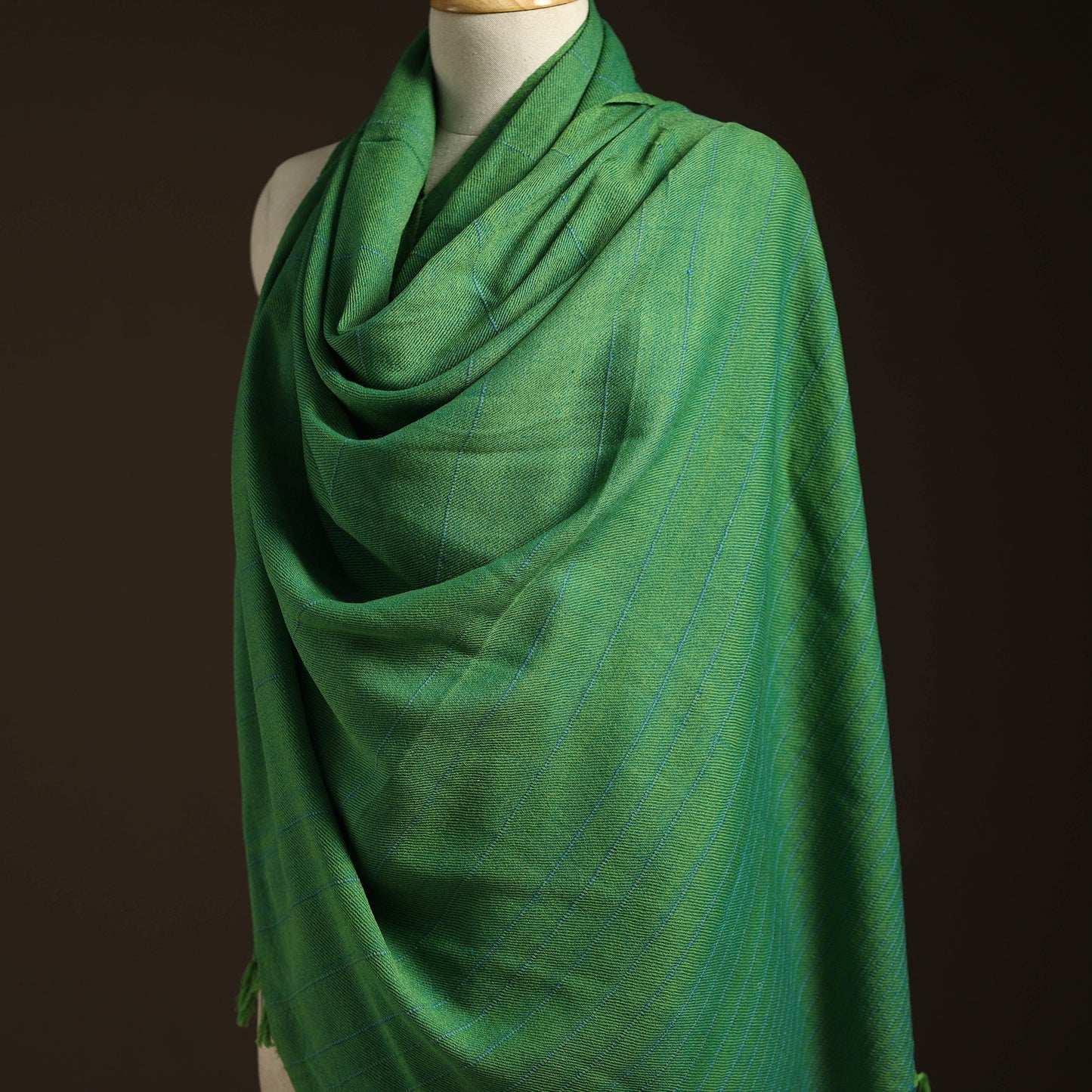 Green - kumaun handwoven merino wool shawl for women 38