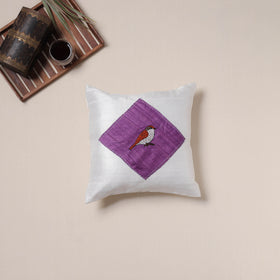 Bird Hand Embroidered Handloom Cushion Cover (16 x 16 in) 03