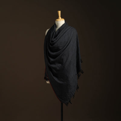 Black - kumaun handwoven merino wool shawl for women 43
