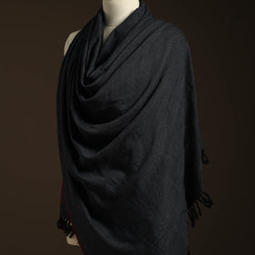 Black - kumaun handwoven merino wool shawl for women 43