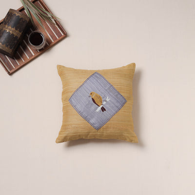 Bird Hand Embroidered Handloom Cushion Cover (16 x 16 in) 06