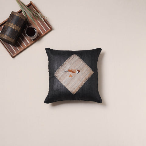 Bird Hand Embroidered Handloom Cushion Cover (16 x 16 in) 07