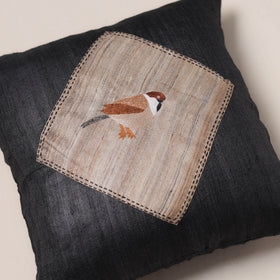 Bird Hand Embroidered Handloom Cushion Cover (16 x 16 in) 07