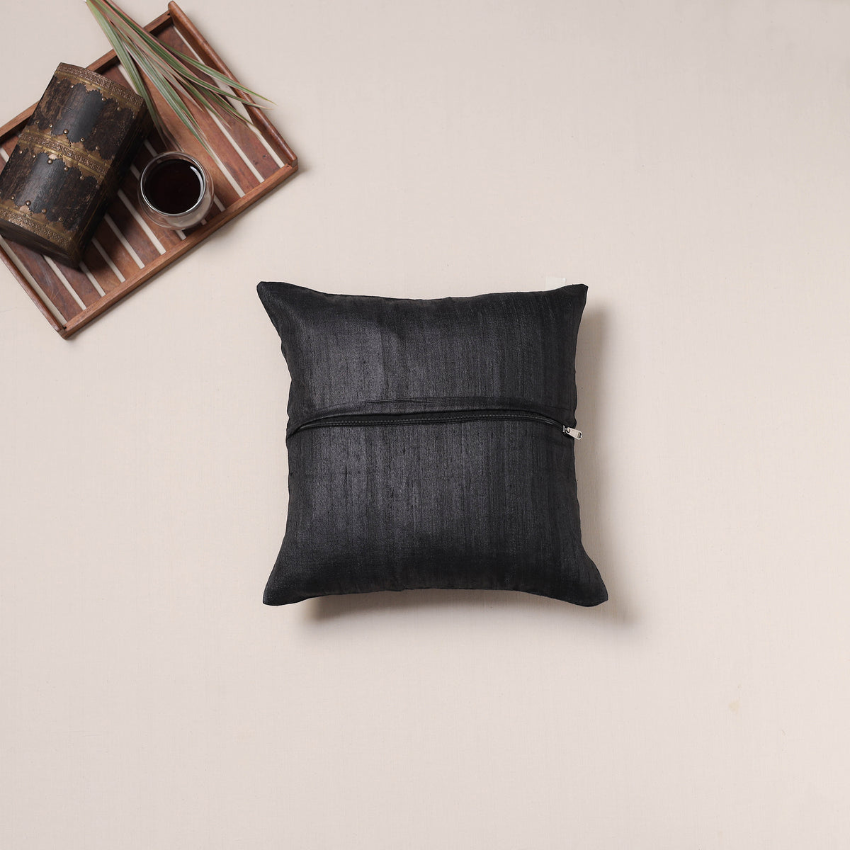 Bird Hand Embroidered Handloom Cushion Cover (16 x 16 in) 07
