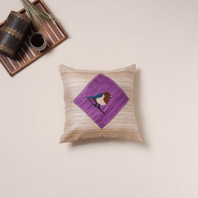 Bird Hand Embroidered Handloom Cushion Cover (16 x 16 in) 08