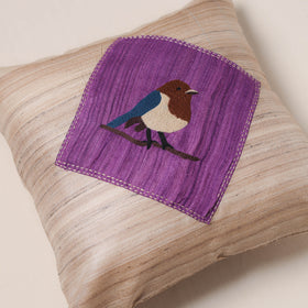 Bird Hand Embroidered Handloom Cushion Cover (16 x 16 in) 08