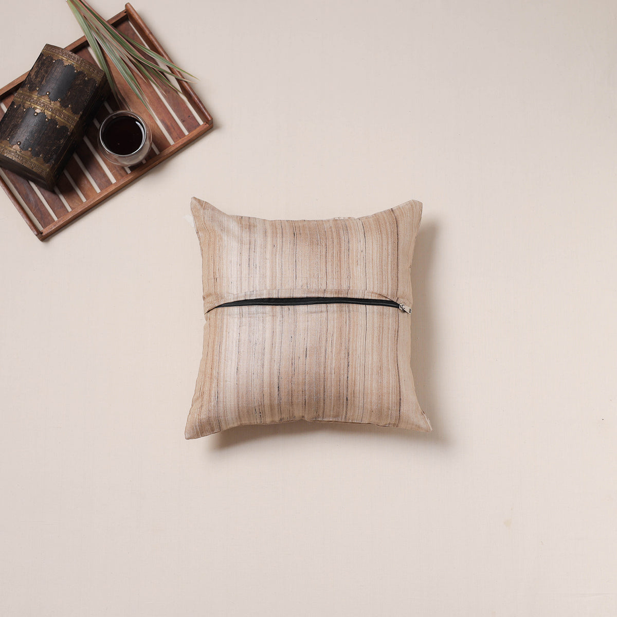 Bird Hand Embroidered Handloom Cushion Cover (16 x 16 in) 08