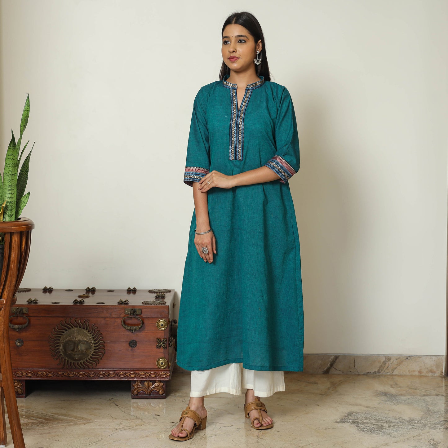 Green - Dharwad Cotton A-Line Kurta 15