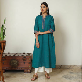 Green - Dharwad Cotton A-Line Kurta 15