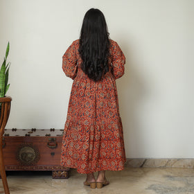 Buy Pedana Kalamkari Block Printed Cotton Flared Gher Dress 06 Online at iTokri.com