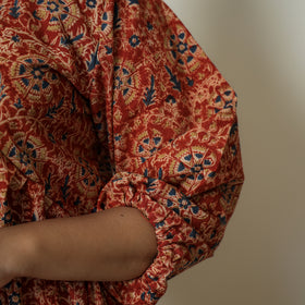 Buy Pedana Kalamkari Block Printed Cotton Flared Gher Dress 06 Online at iTokri.com