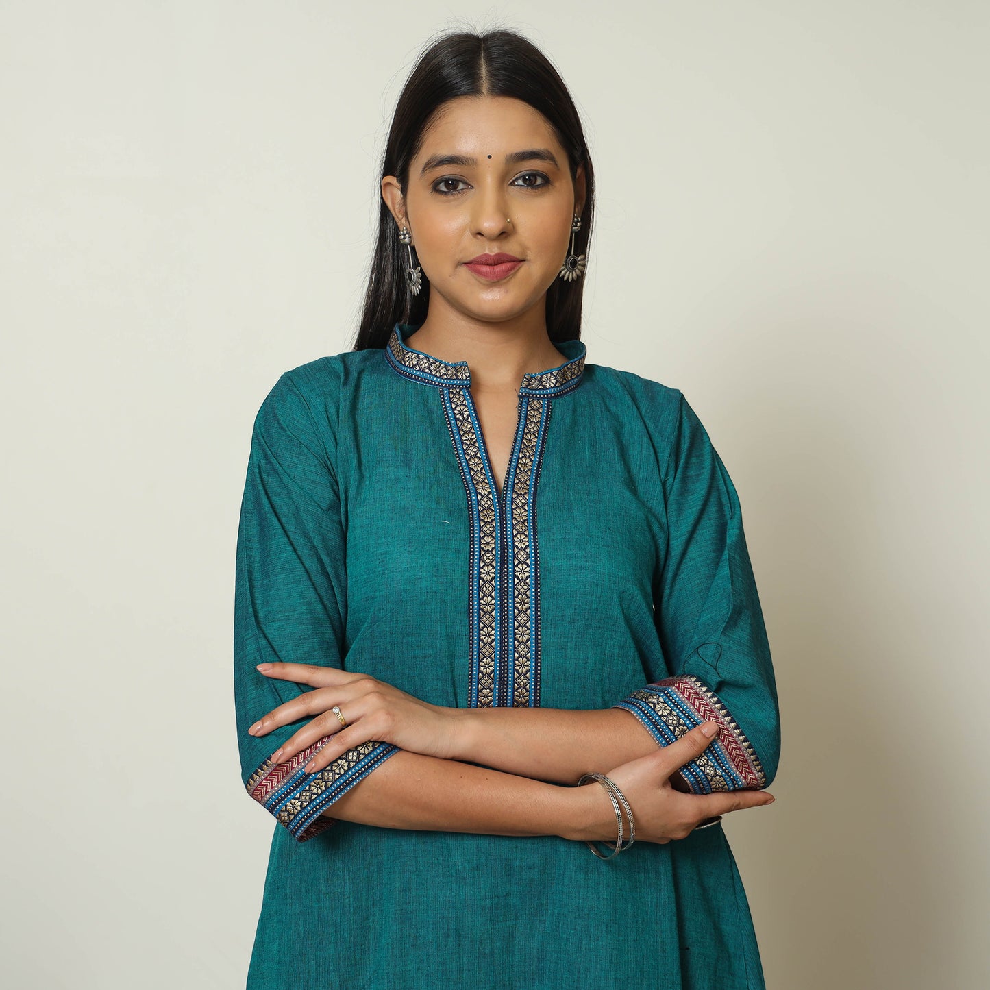 Green - Dharwad Cotton A-Line Kurta 15