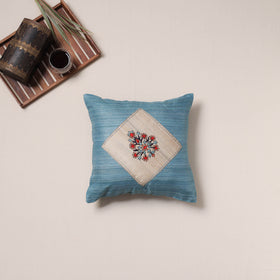 Floral Hand Embroidered Handloom Cushion Cover (16 x 16 in) 10