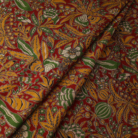 Red - printed cotton kalamkari fabric 68 - handcrafted