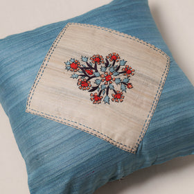 Floral Hand Embroidered Handloom Cushion Cover (16 x 16 in) 10