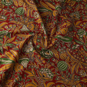 Red - printed cotton kalamkari fabric 68 - handcrafted
