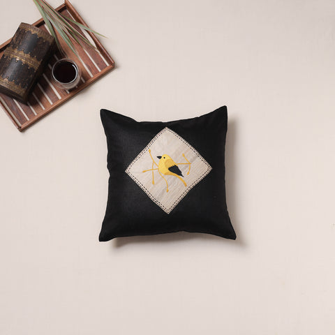 Bird Hand Embroidered Handloom Cushion Cover (16 x 16 in) 11