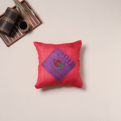 Floral Hand Embroidered Handloom Cushion Cover (16 x 16 in) 12