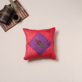 Floral Hand Embroidered Handloom Cushion Cover (16 x 16 in) 12