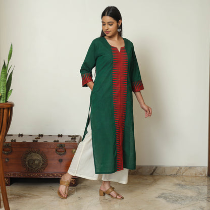 Green - Dharwad Cotton Straight Kurta 01