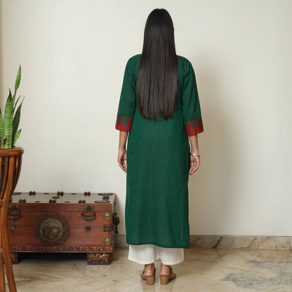 Green - Dharwad Cotton Straight Kurta 01