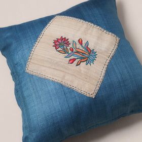 Floral Hand Embroidered Handloom Cushion Cover (16 x 16 in) 14