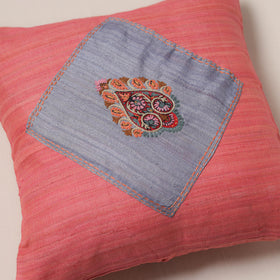 Floral Hand Embroidered Handloom Cushion Cover (16 x 16 in) 15