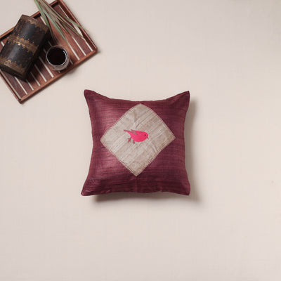 Bird Hand Embroidered Handloom Cushion Cover (16 x 16 in) 16