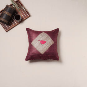 Bird Hand Embroidered Handloom Cushion Cover (16 x 16 in) 16