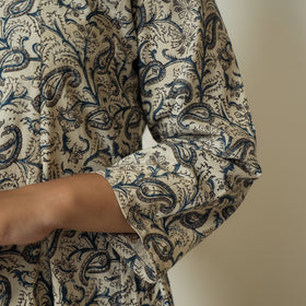 Grey - Pedana Kalamkari Block Printed Cotton Tiered Dress 04