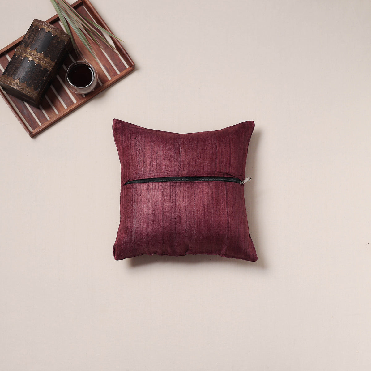 Bird Hand Embroidered Handloom Cushion Cover (16 x 16 in) 16