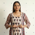Limited Stock! Beige - Ajrakh Block Printed Cotton Straight Kurta