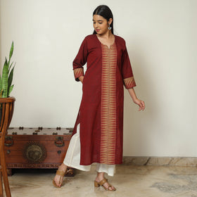 Maroon - Dharwad Cotton Straight Kurta 05